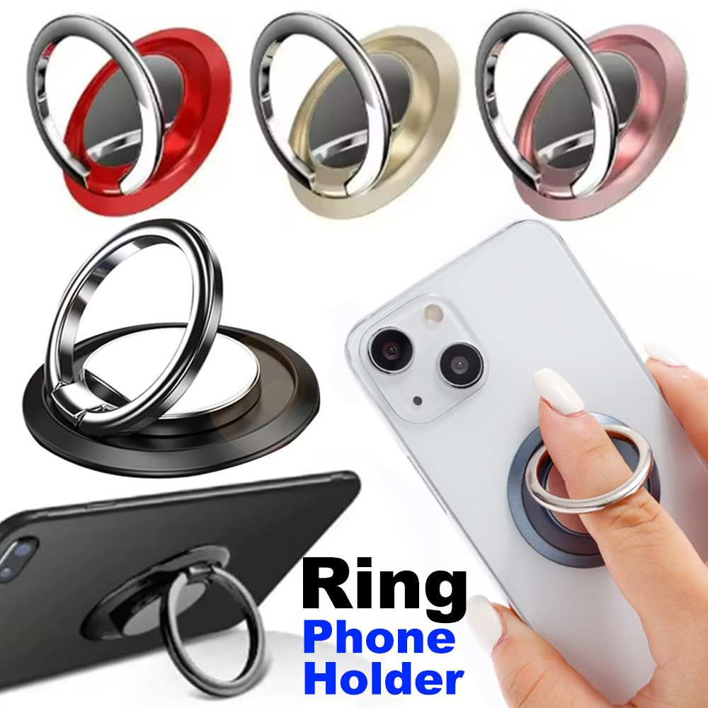 Phone Accessories Stand - 360度回転式フィンガーリング型スマホホルダー スタンドグリップ 車載用マグネット吸着式マウント スマホ背面ステッカーパッド ユニバーサル携帯電話ブラケット