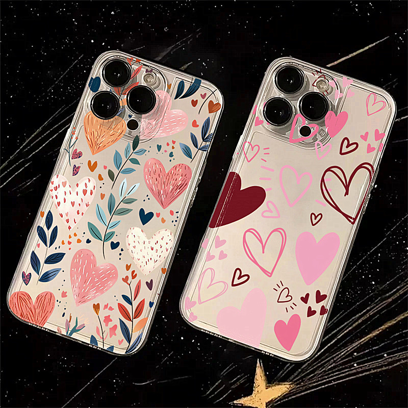 Phone Accessories List - シリコン製ハート・葉・目・月柄のiPhoneケース iPhone 17 16 13 12