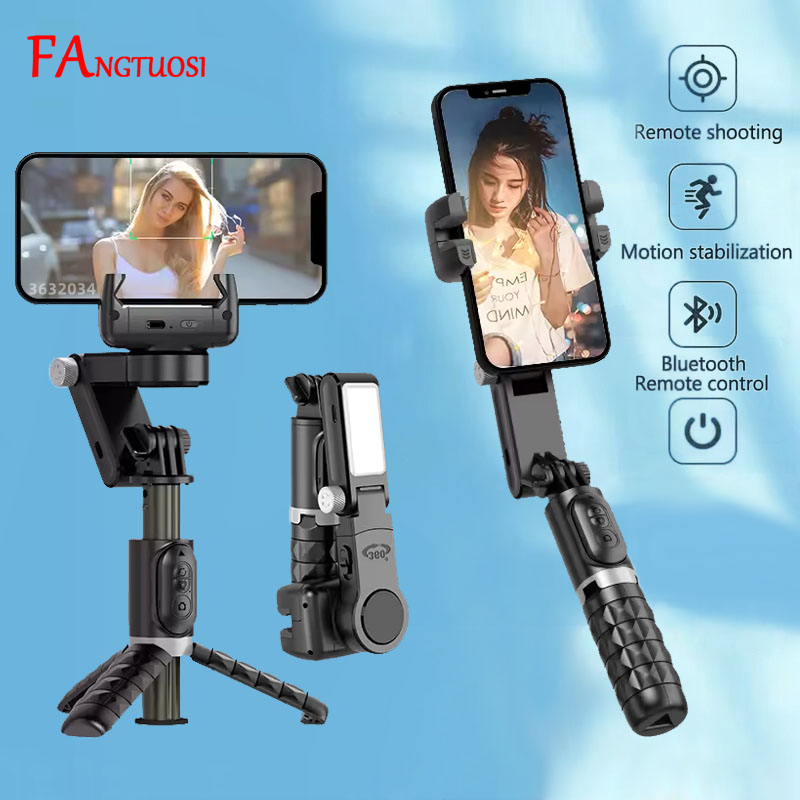 Selfie Stick Tripod - Fangtuosi-シャッター付き自撮り棒三脚,360度回転,撮影後のジンバル,スマートフォン用スタビライザー,ライブ,vlog