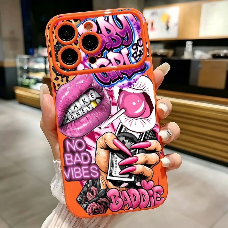 Phone Accessories List - ヒップホップピンクリップスベビーガールグラフィティプリントiPhoneケース iPhone 17 16 15 14