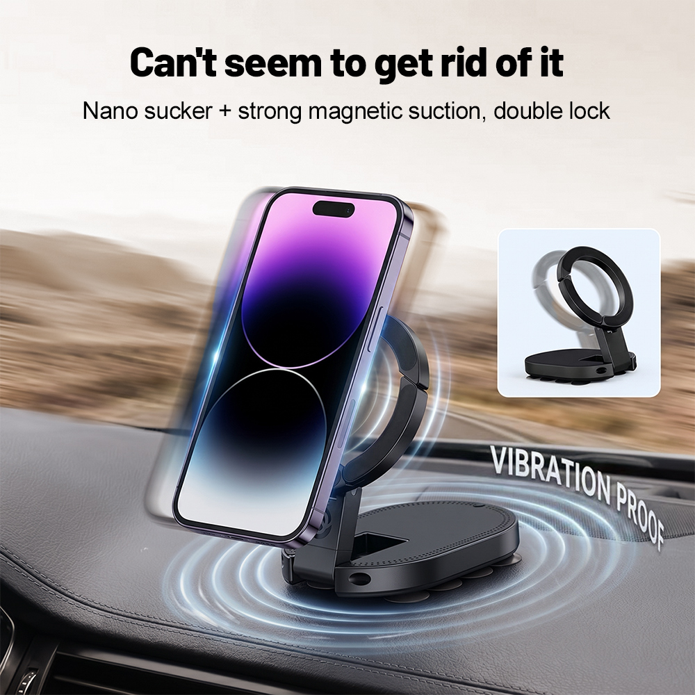 Phone Accessories For Car - 360 ° 回転式3-in-1吸盤式マグネット携帯ホルダー 多角度調整可能 折りたたみ式マグネット携帯スタンド デスクトップブラケット