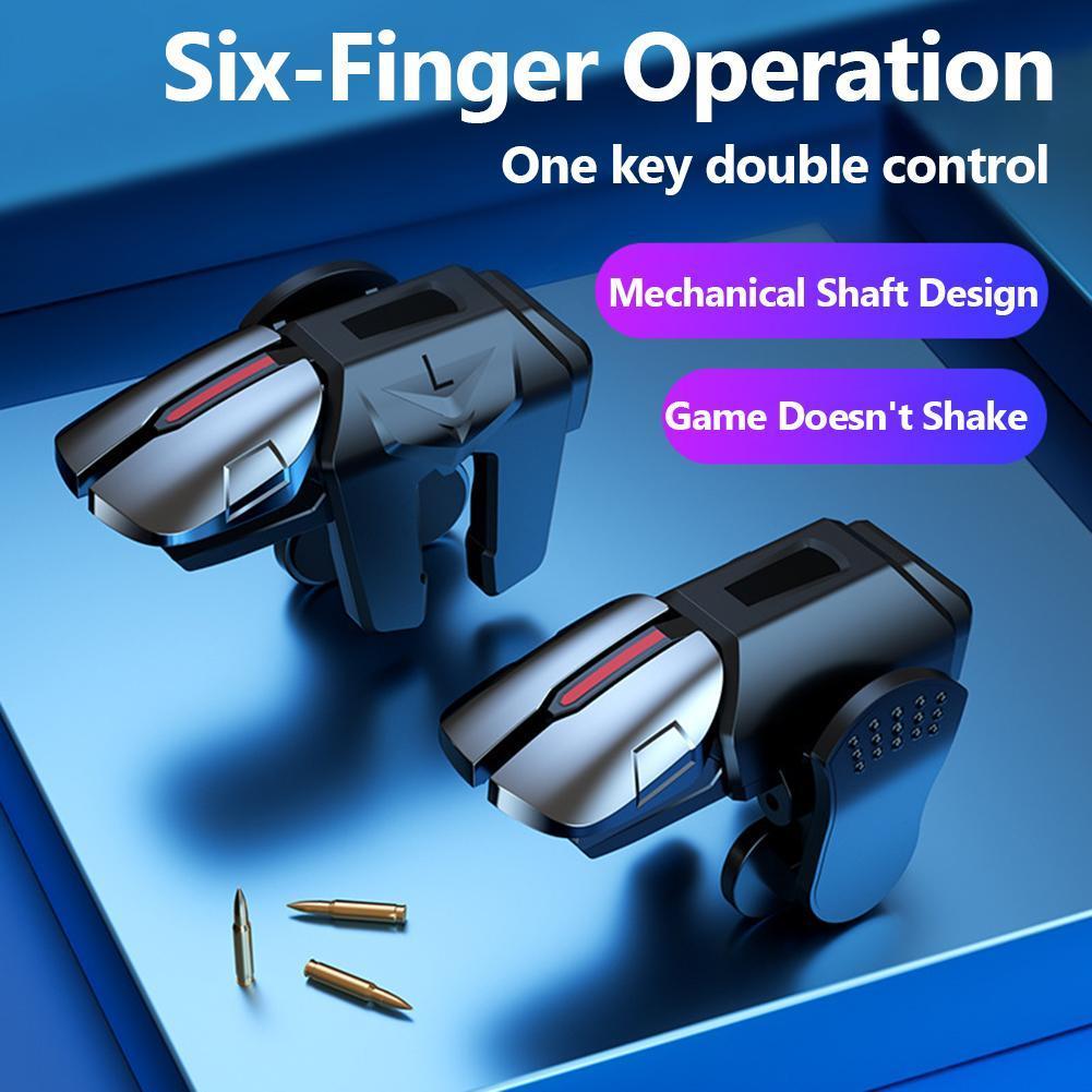Gaming Trigger Phone - 2個入り 6フィンガーゲーミングトリガー 低遅延コントロール PUBGモバイルゲーム用 ゲームパッドトリガー ジョイスティック