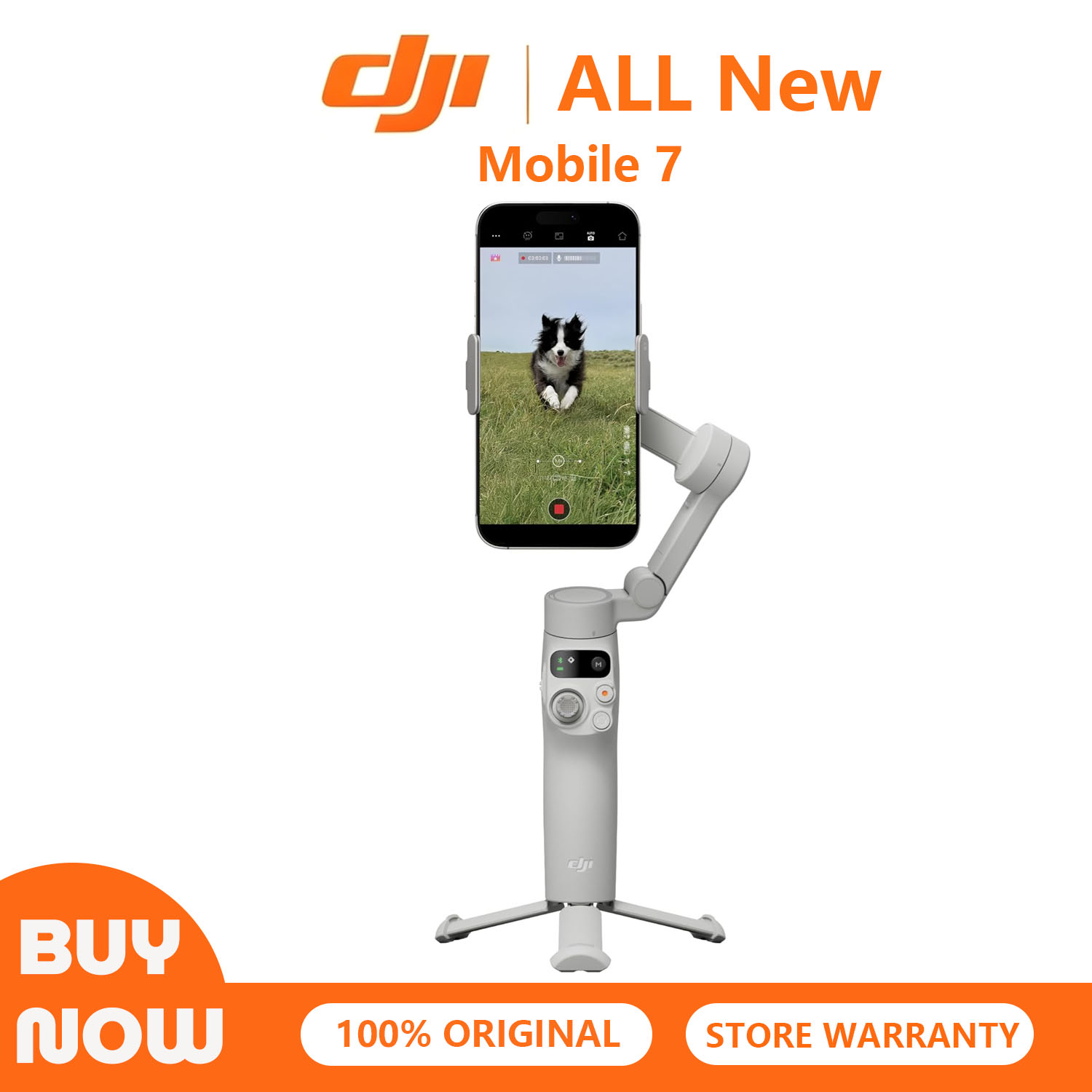 Selfie Stick Tripod - DJI Osmo Mobile 7 ジンバルスタビライザー（iPhone、Android対応）、内蔵三脚、iPhone用ポータブルスタビライザー、自撮り棒、3軸スマホジンバル、ActiveTrack 7.0、ワンタップ編集、10時間使用可能、スマホ充電機能