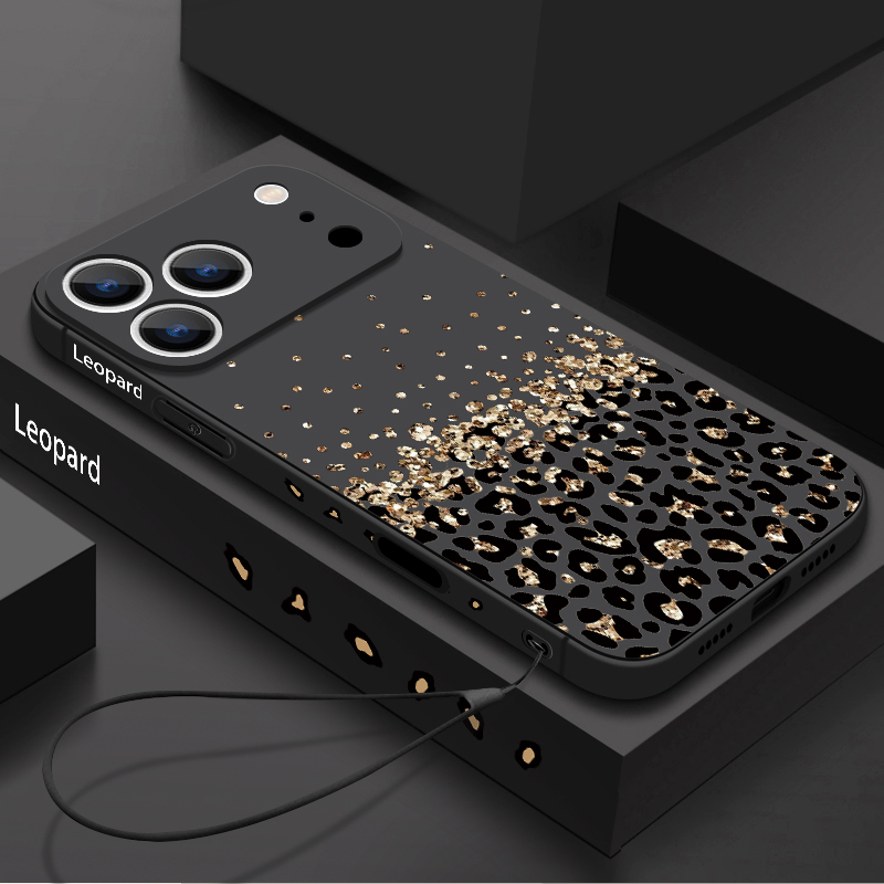 Phone Accessories List - レオパード柄のストラップ付きスマホケース iPhone 17 Pro Max、17e、16、15、14、13 Pro