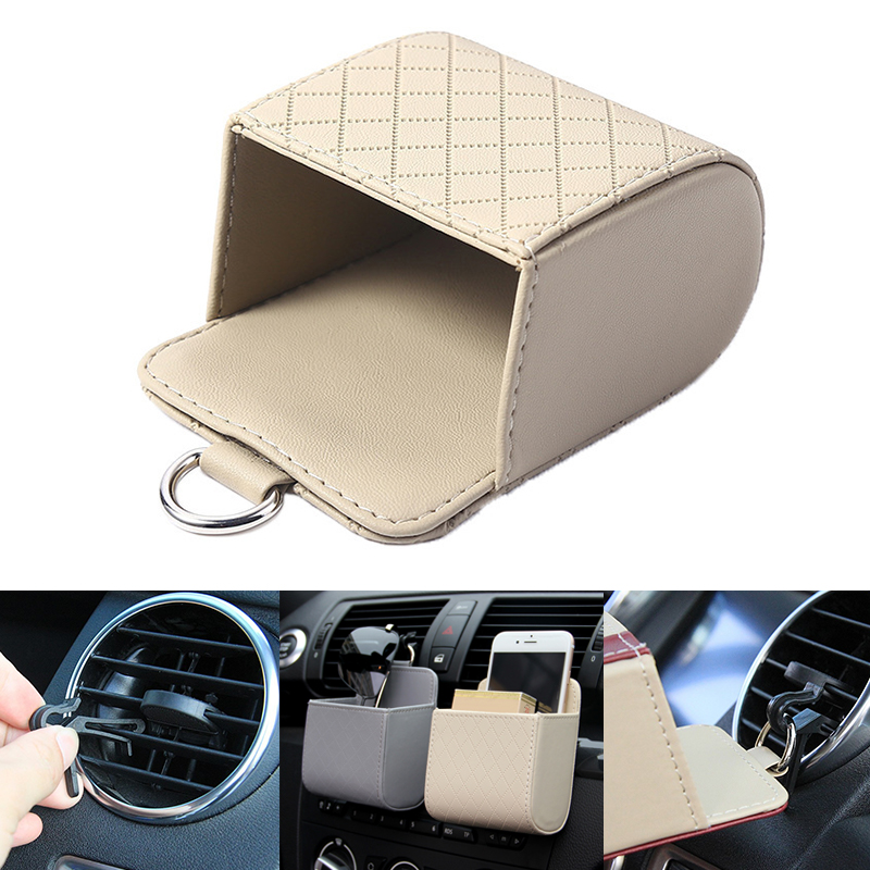 Phone Accessories Organizer - 新車用携帯電話ホルダー マウント エアベント吊り下げ収納ボックス 車用携帯電話バッグ PUレザー製メガネオーガナイザーバッグ 自宅でも使用可能