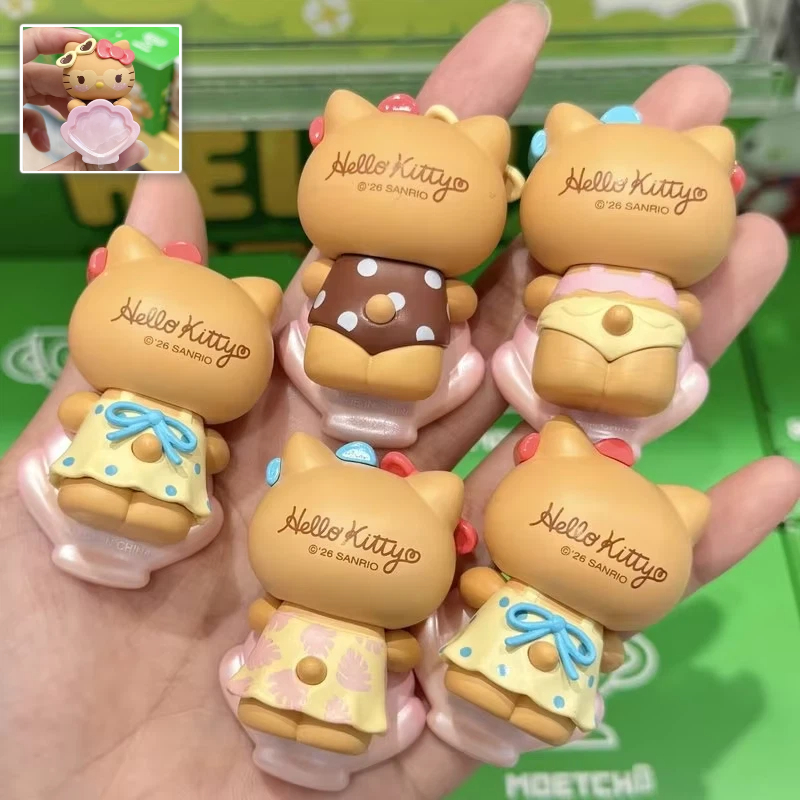 Phone Accessories Doll - 新しいハローキティ ヒッパーブラインドボックス「ゴー・トゥ・ビーチ」シリーズ キュートな寝そべりフィギュア付きスマホケースステッカー コレクタブルでおしゃれな玩具 デスクデコレーションギフト