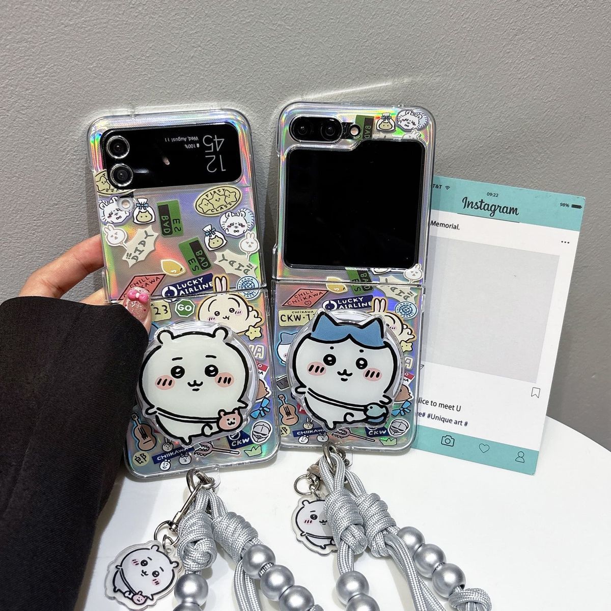 Phone Zone Accessories & Repair - アニメちいかわハチワレ漫画サムスンギャラクシーZ Flip7 6 5携帯電話ケース漫画かわいい磁気吸着式