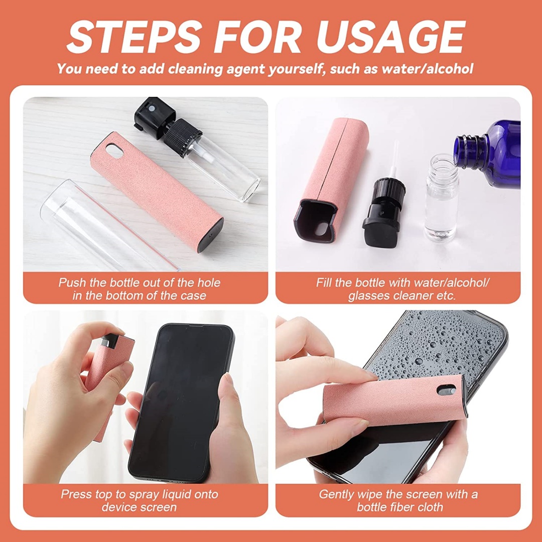 Screen Cleaner Spray - iPhone 18、17 Pro Max、iPad、PC、タブレット用の3/2/1個入りスクリーンクリーナー スプレー。ほこり除去、マイクロファイバー製ワイパーブランド、研磨クリーニングツール。