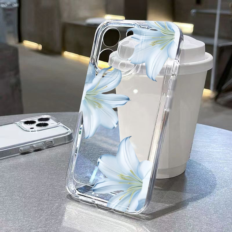 Phone Accessories List - ファッショナブルで精巧な白いユリの花柄スマホケース iPhone 17 16 15 Pro