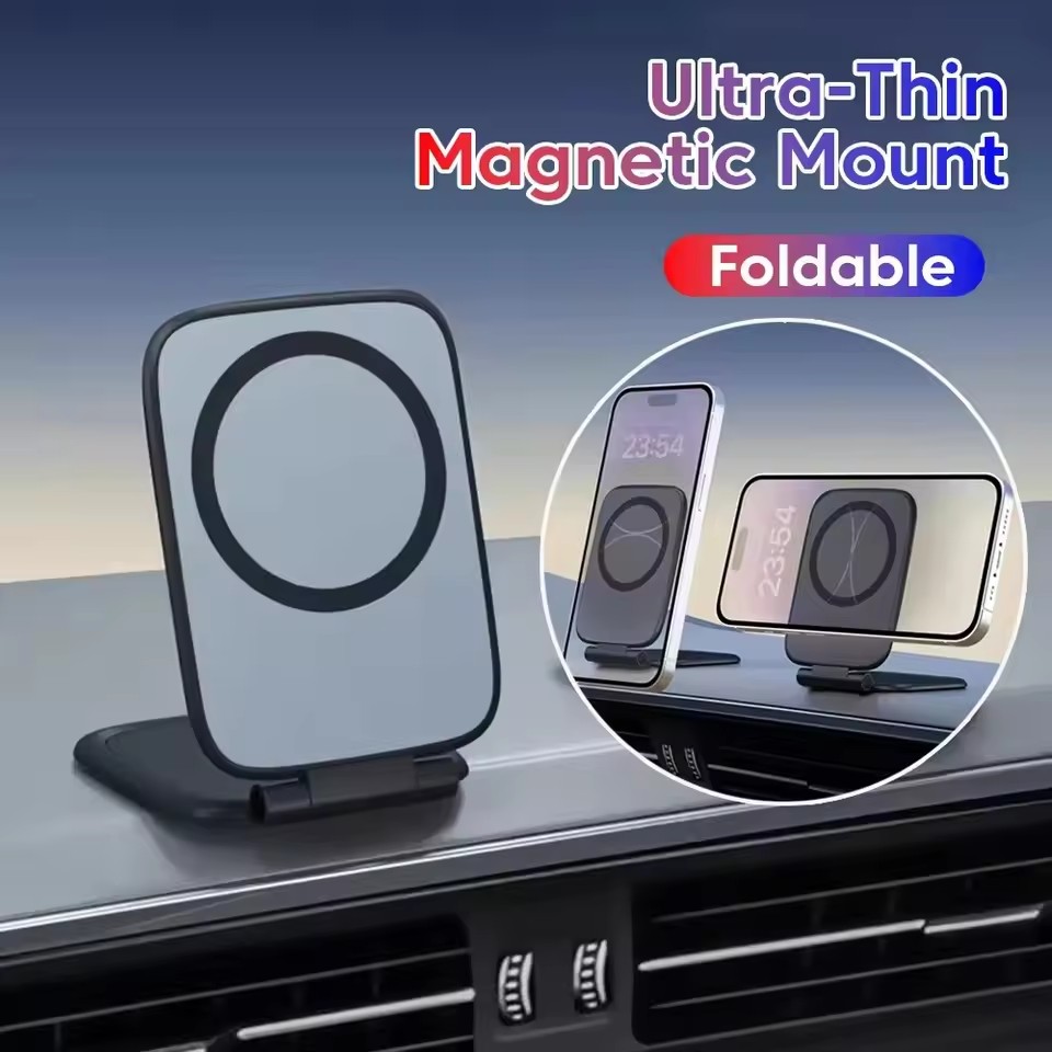 Phone Accessories For Car - 超薄型磁気電話ホルダー折りたたみ式ポータブルマウント磁気車携帯電話ブラケット車両ナビゲーションユニバーサルスタンド