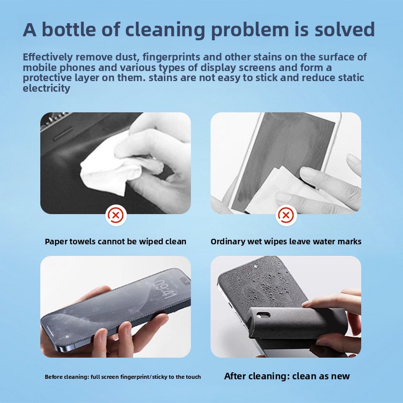 2 in 1 スプレークリーナーワイプ 電話スクリーンタブレ - Screen Cleaner Spray のレビューと価格