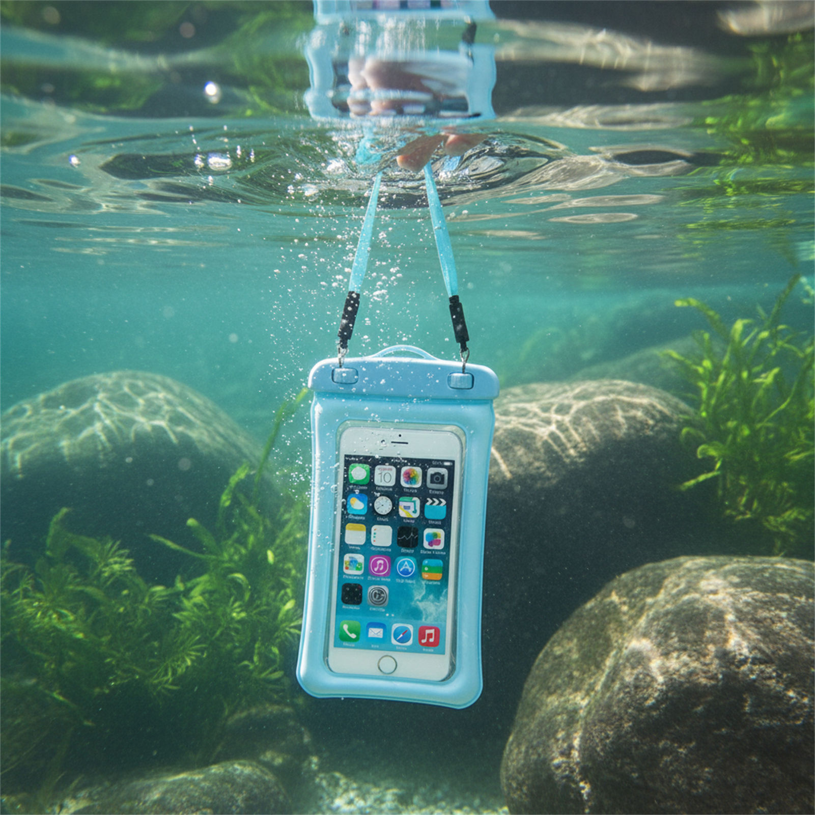 青黒の防水携帯電話バッグ、透明PVCタッチスクリーン付き携帯 - Phone Accessories Organizer のレビューと価格
