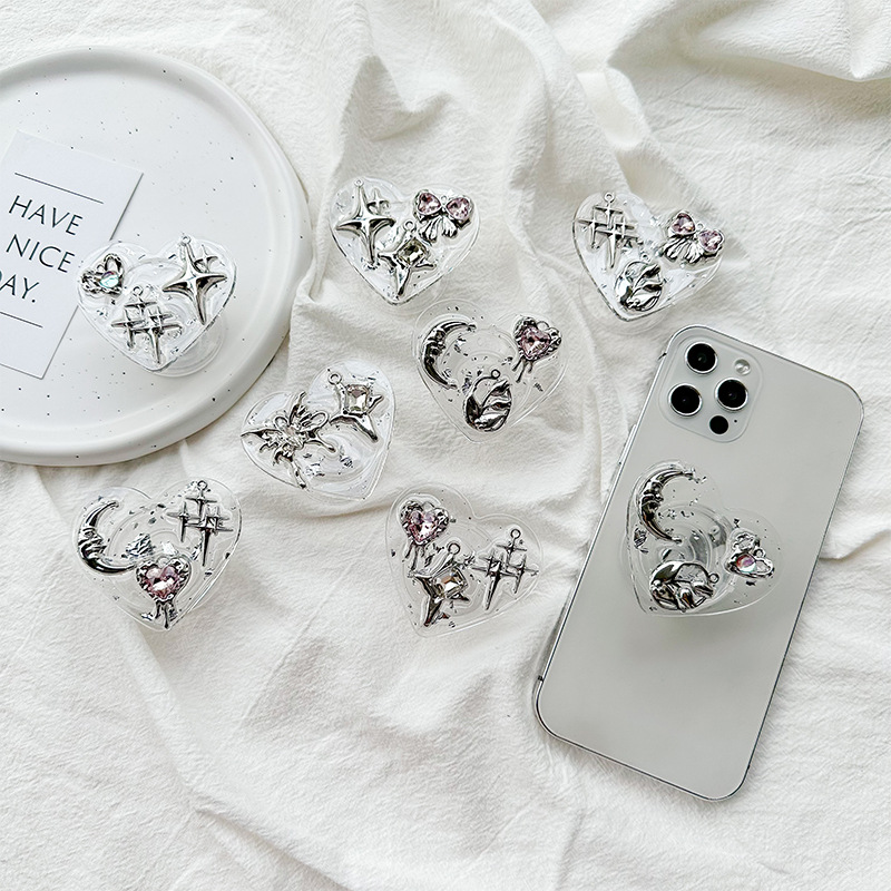 クリアハートフォン グリップホルダー 背面粘着式 Y2K コ - Phone Accessories Crochet のレビューと価格