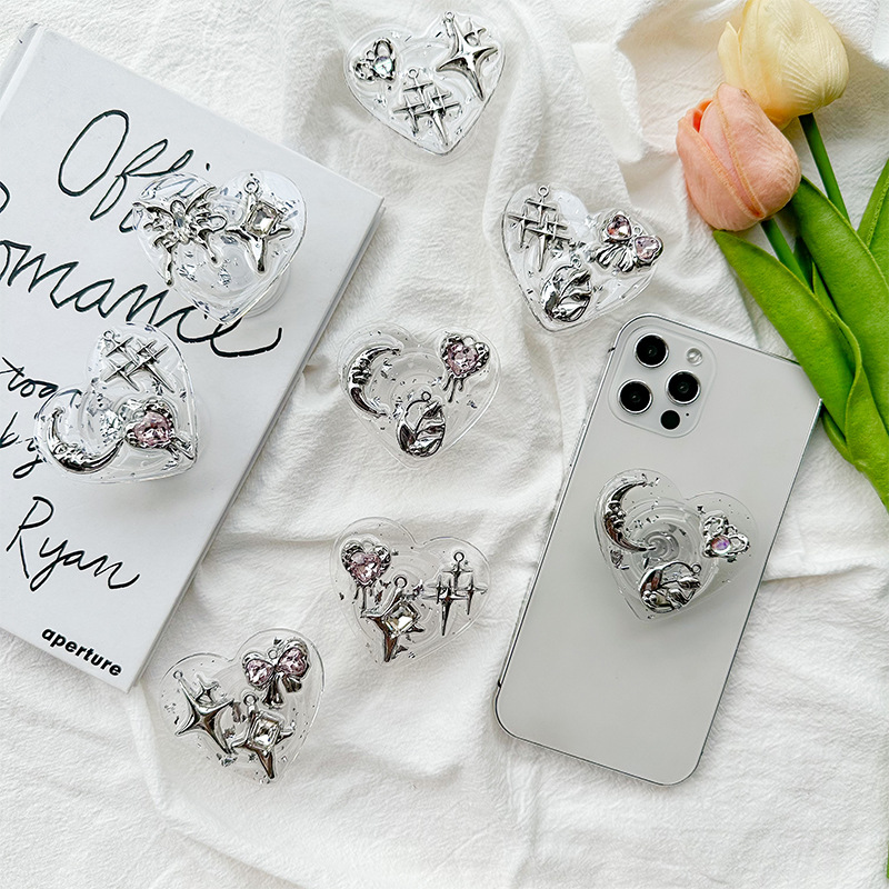 クリアハートフォン グリップホルダー 背面粘着式 Y2K コ - Phone Accessories Crochet のレビューと価格