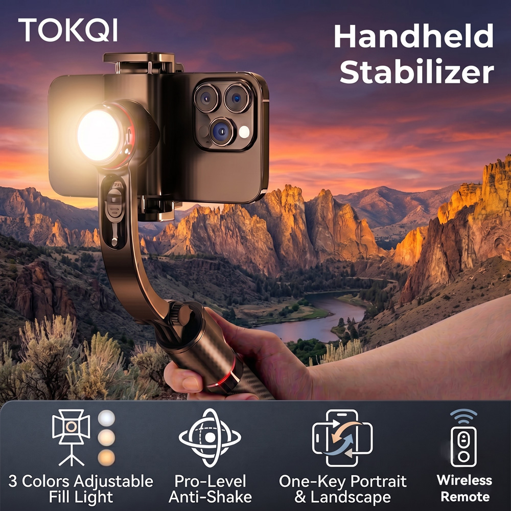 TOKQI ジンバル式手ブレ補正スタビライザー、アルミニウム - Selfie Stick Tripod のレビューと価格