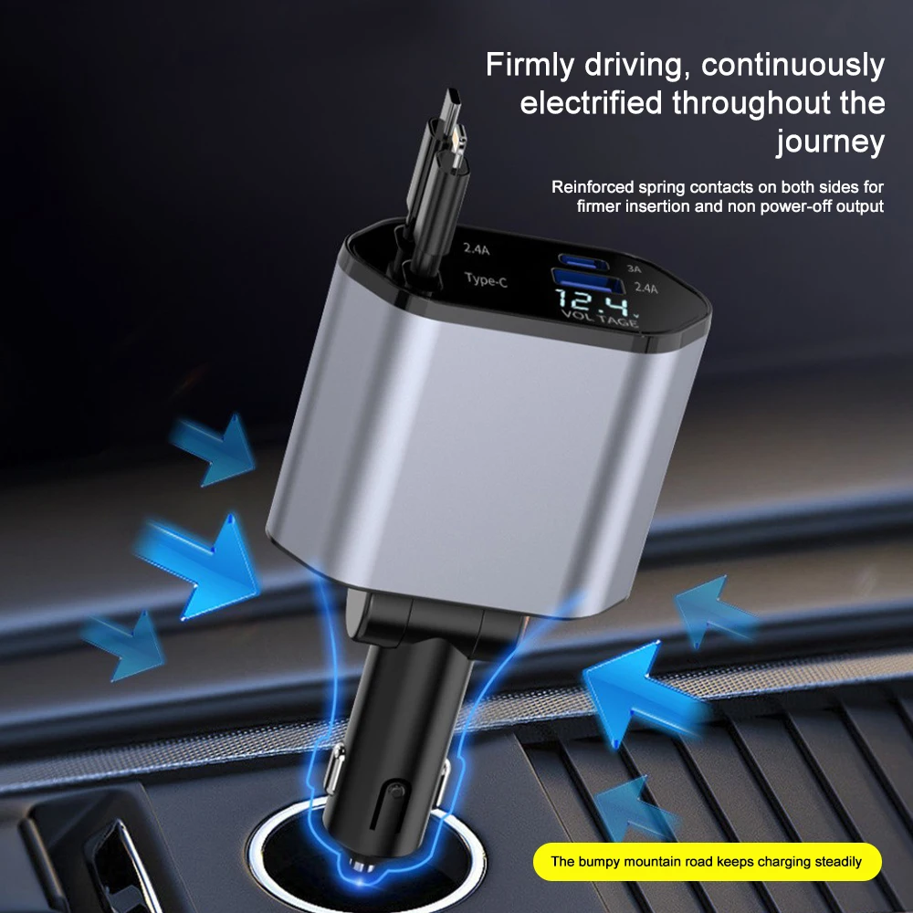 車の充電器アダプター 120 ワット高速充電 USB タイプ - Usb Data Cable のレビューと価格