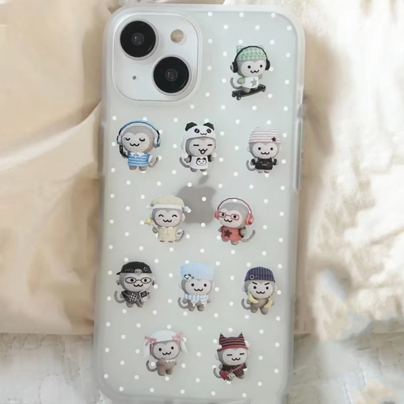 シンプルで可愛いモンキー柄の白い水玉模様のiPhoneケース - Phone Accessories List のレビューと価格