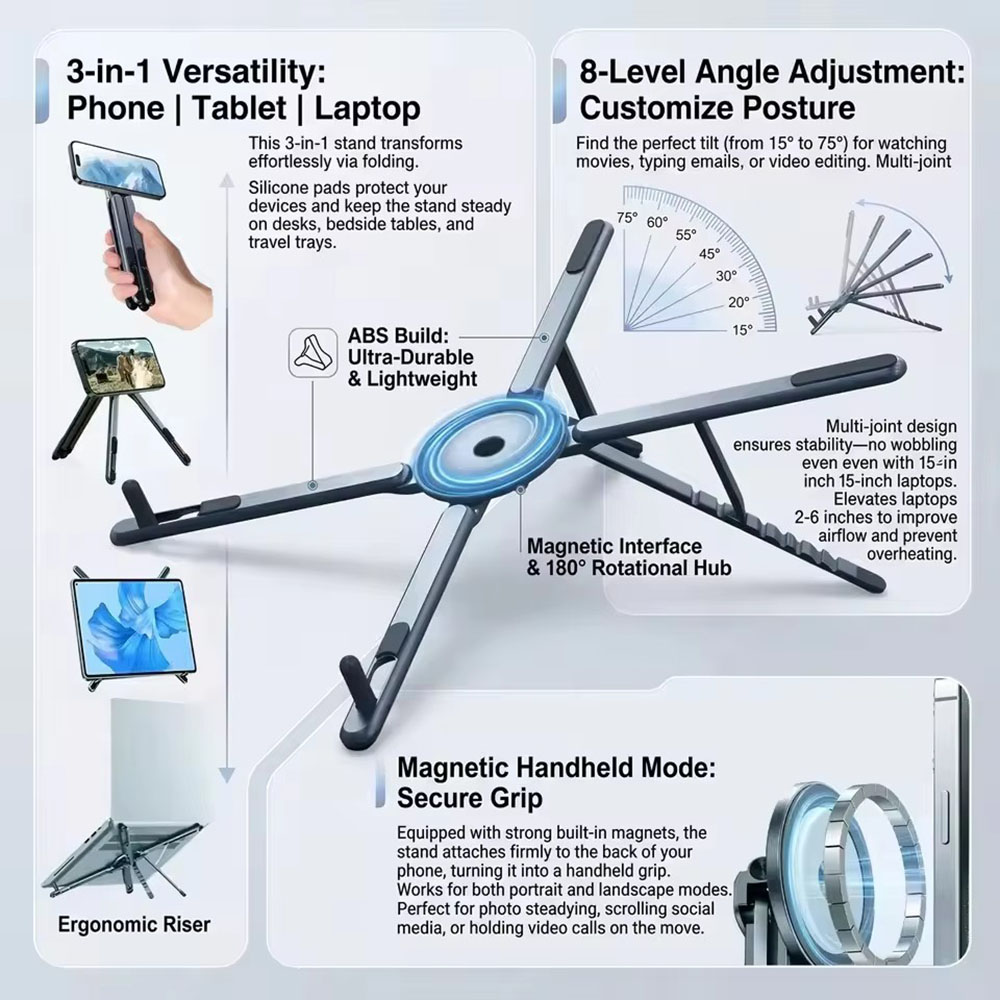 携帯電話用マグネット式ホルダー＆自撮り棒 3-in-1 折り - Selfie Stick Tripod のレビューと価格