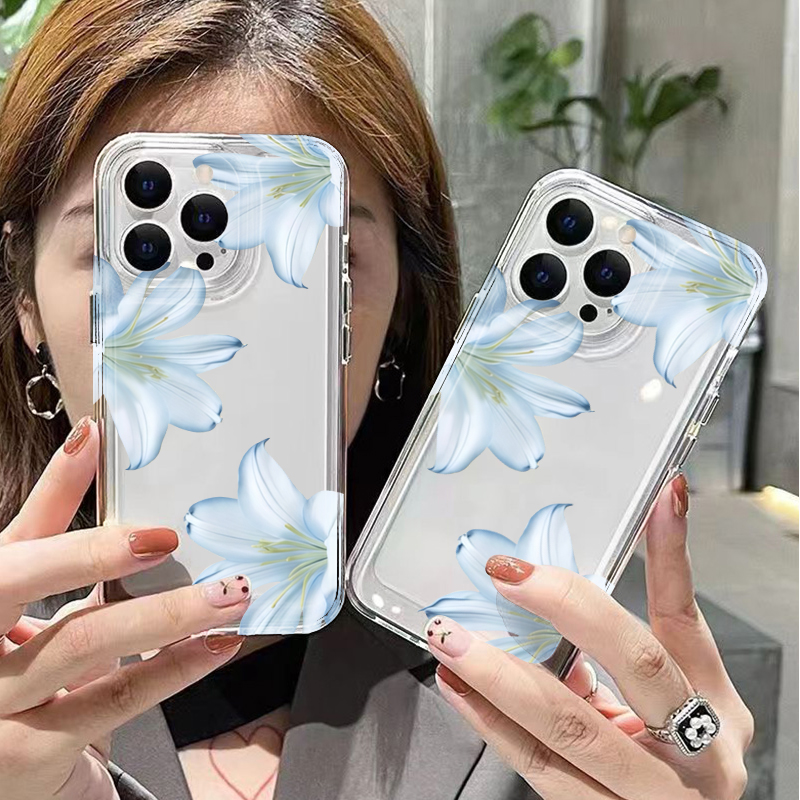 ファッショナブルで精巧な白いユリの花柄スマホケース iPho - Phone Accessories List のレビューと価格
