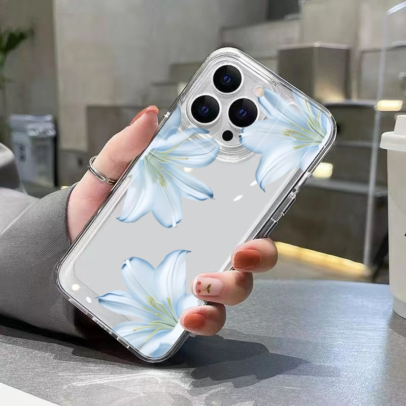 ファッショナブルで精巧な白いユリの花柄スマホケース iPho - Phone Accessories List のレビューと価格
